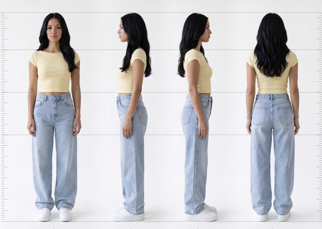 Avatar IA, silhouettes en pied de différents angles